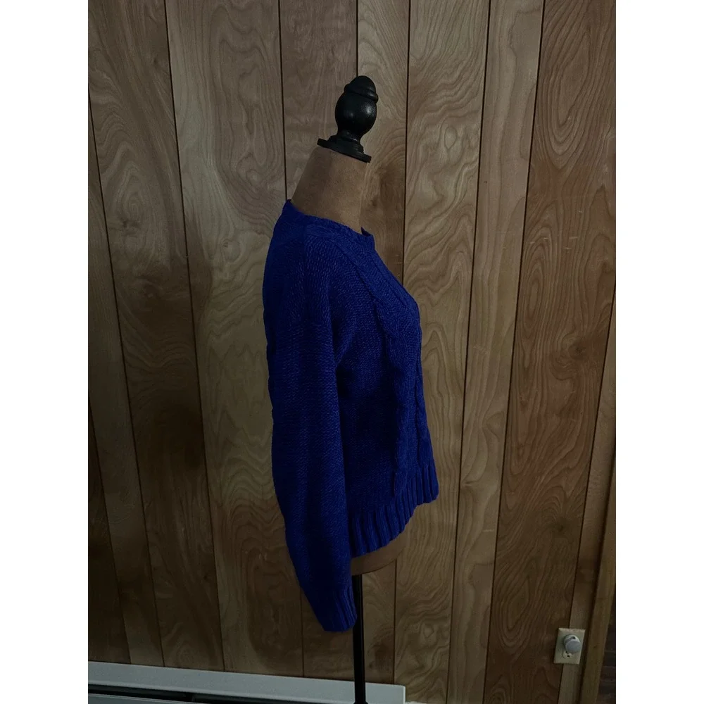 Pink Republic Girls Cobalt Blue Cable Knit Sweater Crew‎ Neck Size L 14